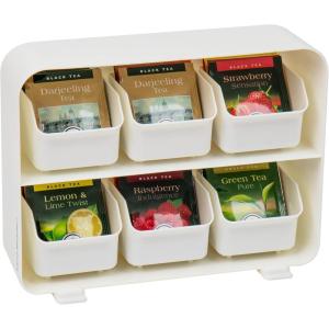 Mind Reader Tea Bag Organizer, Tea Station Organizer, Countertop Storage, Kitchen, Plastic, 10.25″L x 3.25″W x 7.75″H, Black(White)