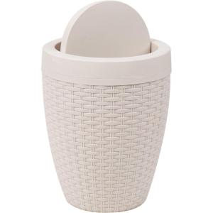 Mind Reader Trash Can, 5.5L (1.5 gal) Capacity, Bathroom Decor, Hands Free Lid, Square, 7.75″ L x 7.75″ W x 11″ H, Ivory(Ivory Round Bin)