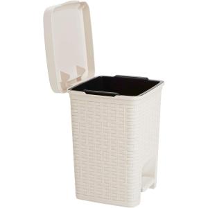Mind Reader Trash Can, 5.5L (1.5 gal) Capacity, Bathroom Decor, Hands Free Lid, Square, 7.75″ L x 7.75″ W x 11″ H, Ivory(Ivory Square Bin)