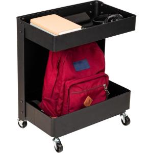 Mind Reader Under Desk Rolling Cart, 2-Tier Steel Utility Organizer, No Assembly Required, 12″ L x 20″ W x 23.5″ H, Black