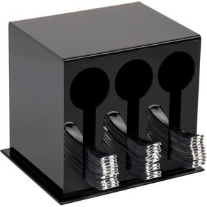Mind Reader Utensil Dispenser, Silverware Organizer, Plastic Fork and Spoon DIspenser, Kitchen, 7″L x 5.75″W x 6″H, Black(Black)