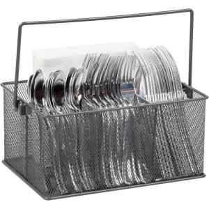 Mind Reader Utensil Holder, Silverware Organizer, Caddy, Cutlery Holder, Kitchen, Metal Mesh, 10″L x 7″W x 4.75″H, Gray