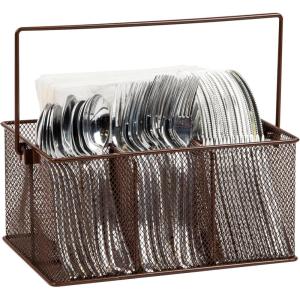 Mind Reader Utensil Holder, Silverware Organizer, Caddy, Cutlery Holder, Kitchen, Metal Mesh, 10″L x 7″W x 4.75″H, Silver(4 Compartments)