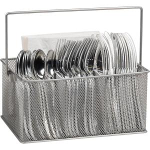 Mind Reader Utensil Holder, Silverware Organizer, Caddy, Cutlery Holder, Kitchen, Metal Mesh, 10″L x 7″W x 4.75″H, Silver(Single)