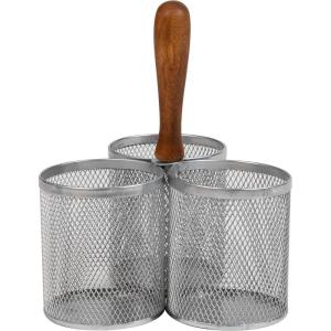 Mind Reader Utensil Holder, Silverware Organizer, Caddy, Cutlery Holder, Kitchen, Metal Mesh, 7.5″L x 7.5″W x 9.75″H, Black(Silver)