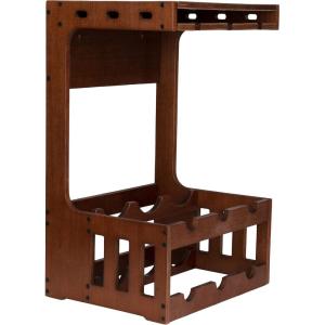 Mind Reader Wine and Wine Glass Rack, Wine Glass Holder, Countertop Bar Organizer, Wood, 13″ L x 10.25″ W x 20″ H, Brown