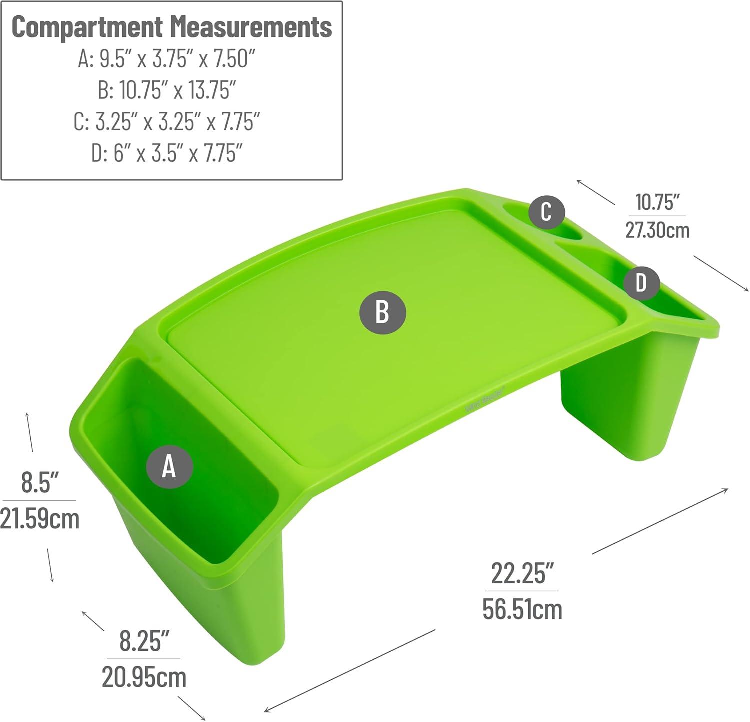 imageMind Reader Kids Lap Desk Activity Tray Drawing Stackable Portable Plastic 2225 L x 1075 W x 85 H BlueGreen
