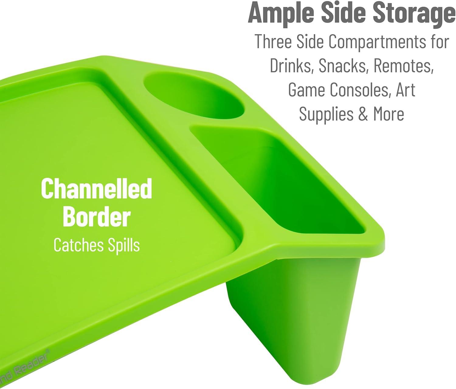 imageMind Reader Kids Lap Desk Portable Activity Tray with Side Storage Stackable Plastic Desk for Drawing Snacks Study Set of 2 RedGreen
