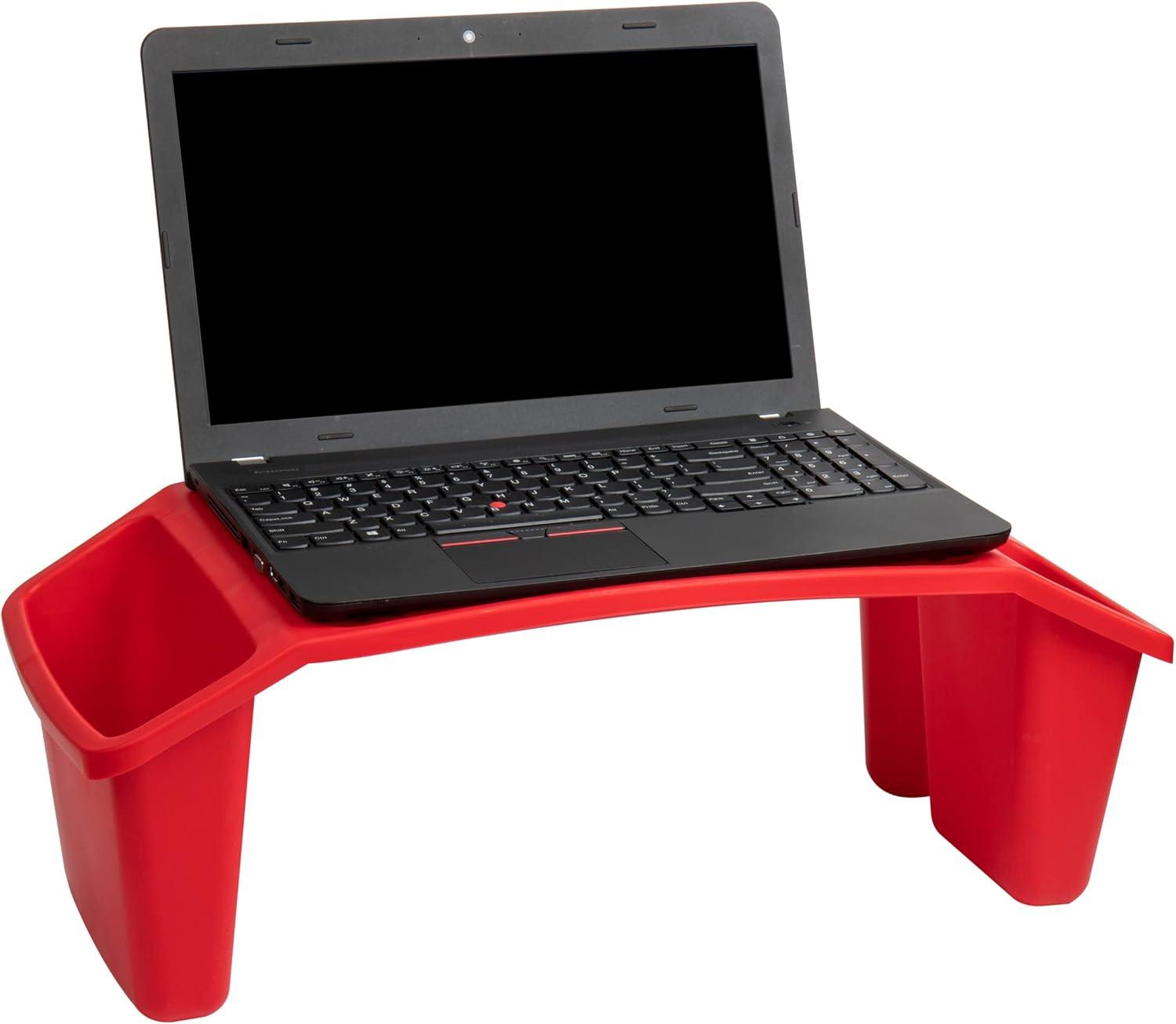 imageMind Reader Kids Lap Desk Portable Activity Tray with Side Storage Stackable Plastic Desk for Drawing Snacks Study Set of 2 RedRed