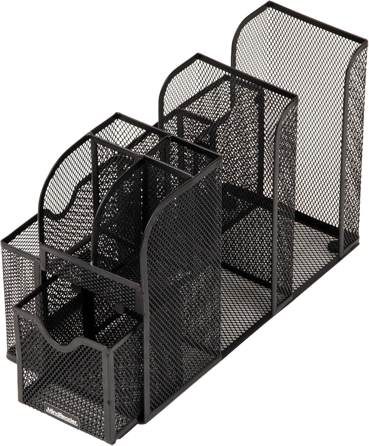 imageMind Reader Countertop Organizer Office Breakroom or Desktop Storage 10Compartment Caddy Metal Mesh Black