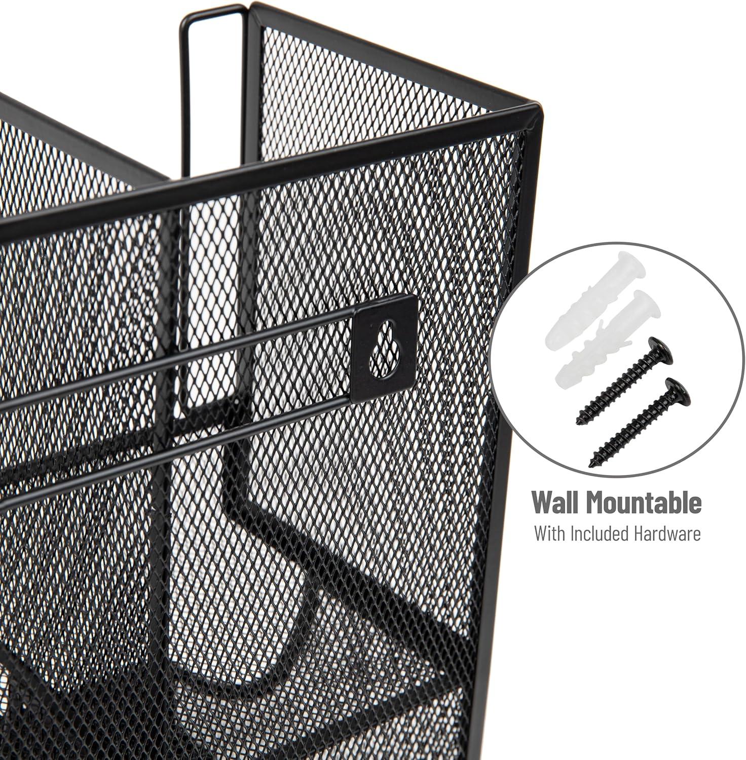 imageMind Reader Multipurpose Countertop Organizer Office Breakroom and Desktop Storage Metal Mesh Black 13 x 645 x 1125Black Mesh