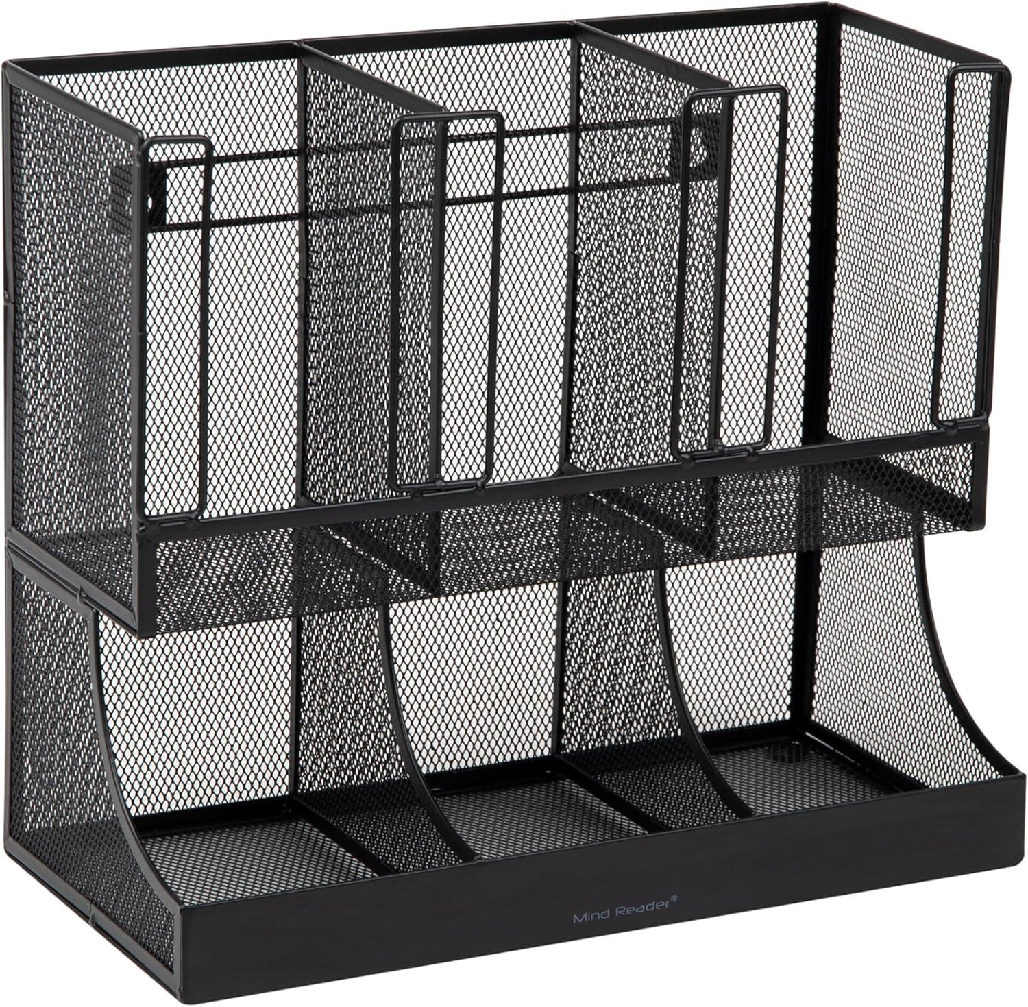 imageMind Reader Multipurpose Countertop Organizer Office Breakroom and Desktop Storage Metal Mesh Black 13 x 645 x 1125Black Mesh