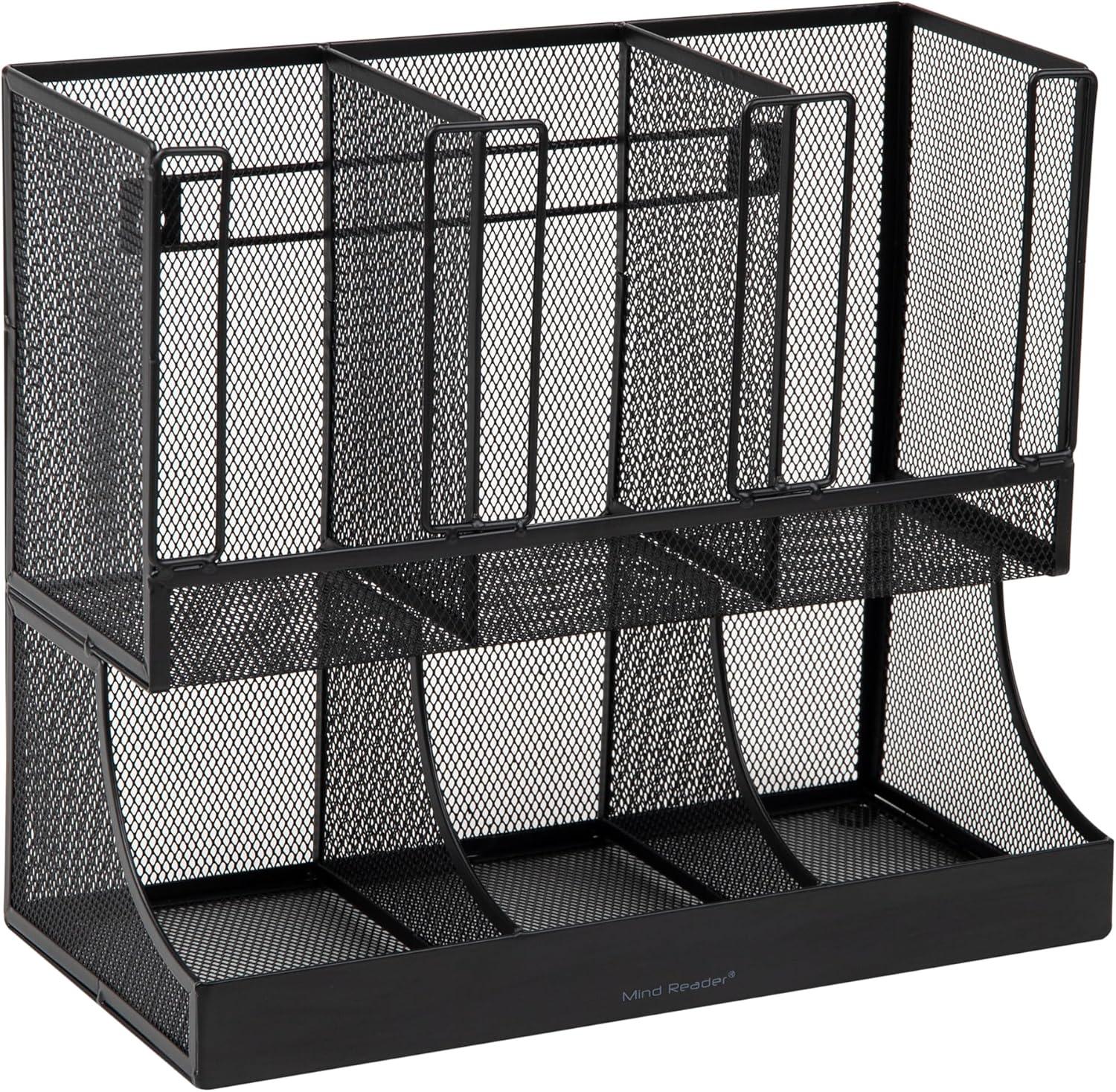 imageMind Reader Multipurpose Countertop Organizer Office Breakroom and Desktop Storage Metal Mesh Black 13 x 645 x 1125Black Mesh