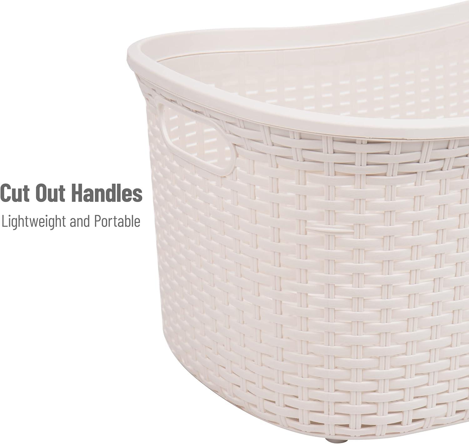 imageMind Reader 40L Laundry Basket Clothes Hamper Premium Wicker Design Plastic Set of 2 BlackIvory