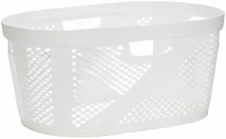 imageMind Reader 40L Ventilated Laundry Baskets Lightweight Clothes Hamper with Cutout Handles for Bathrooms and Closets Plastic Set of 2 WhiteWhite