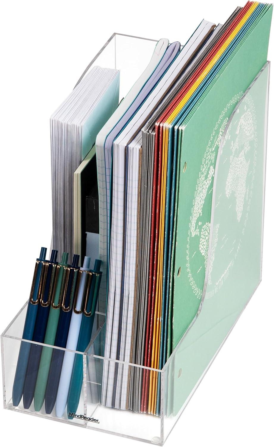 imageMind Reader 3Piece Desk Organizer Set Pen Holder Photo Frame and Sticky Note Tray Desktop Organization Office Acrylic ClearClear