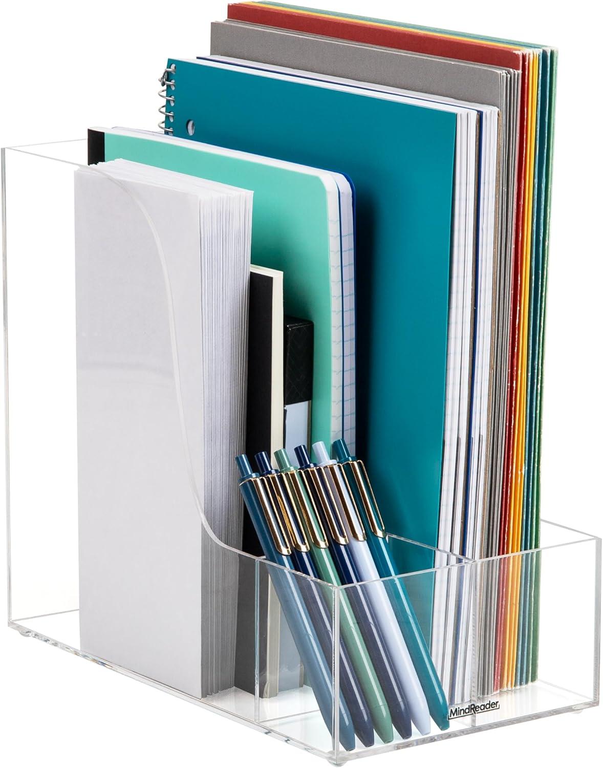 imageMind Reader 3Piece Desk Organizer Set Pen Holder Photo Frame and Sticky Note Tray Desktop Organization Office Acrylic ClearClear