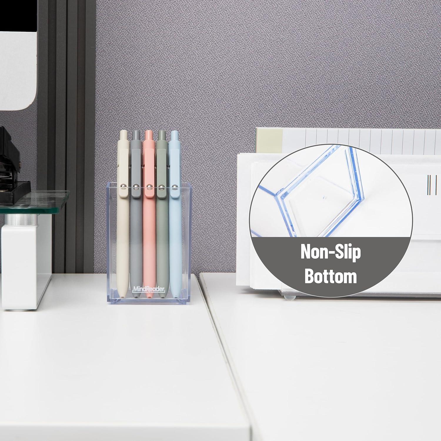 imageMind Reader 3Piece Desk Organizer Set Pen Holder Photo Frame and Sticky Note Tray Desktop Organization Office Acrylic ClearClear