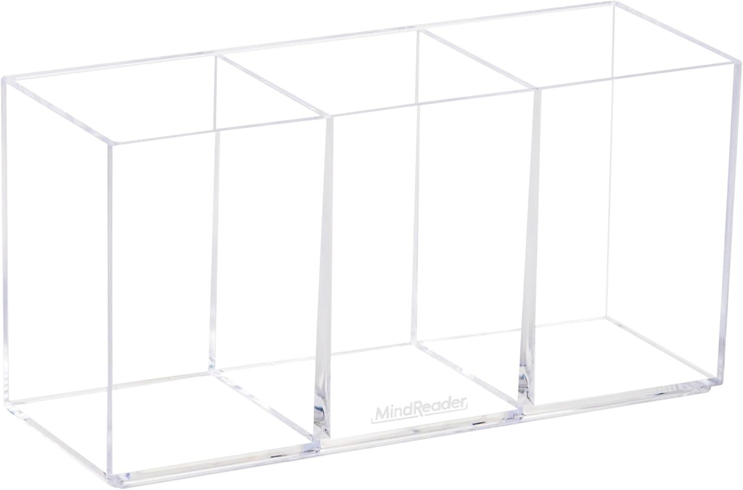 imageMind Reader 3Piece Desk Organizer Set Pen Holder Photo Frame and Sticky Note Tray Desktop Organization Office Acrylic ClearClear