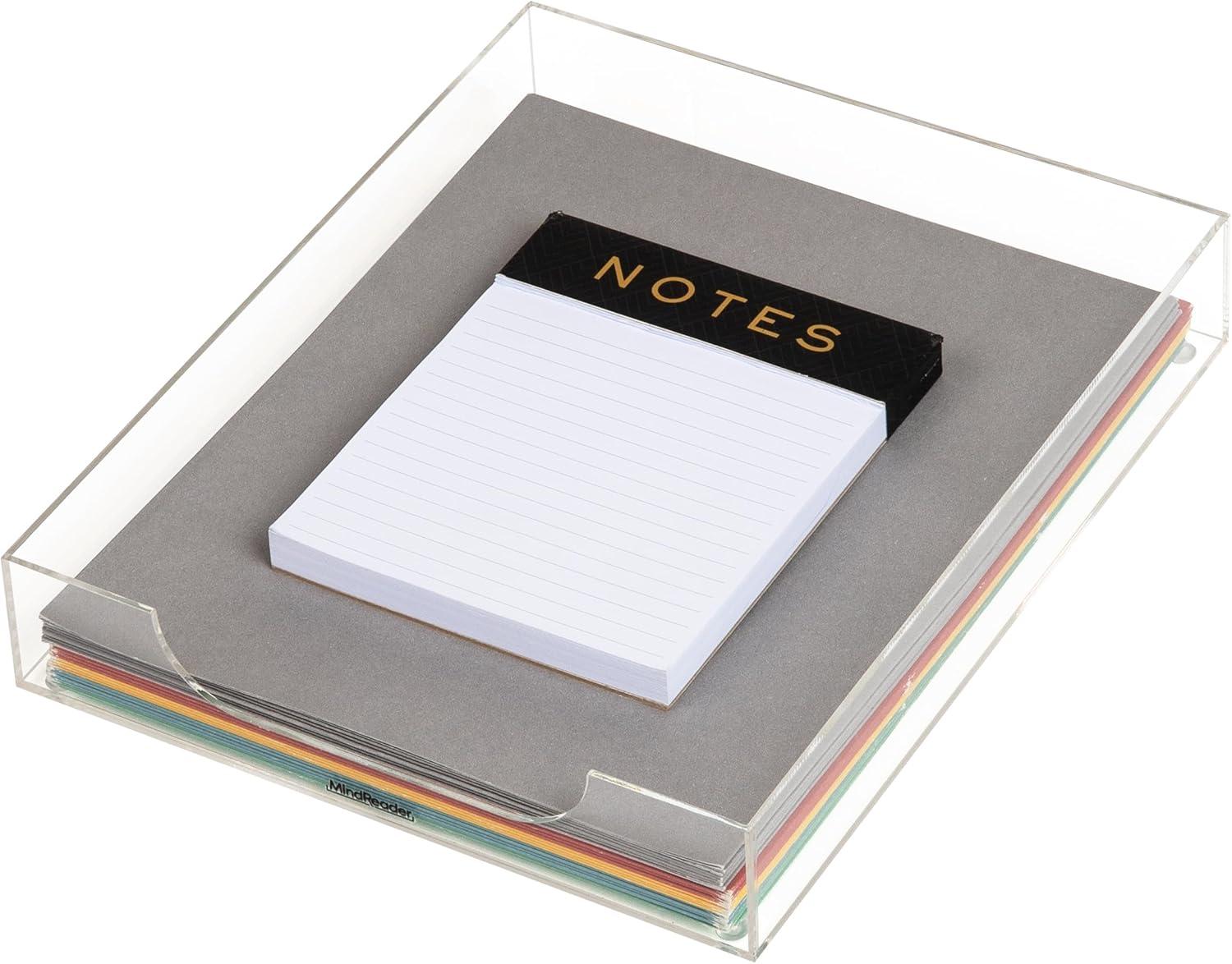 imageMind Reader 3Piece Desk Organizer Set Pen Holder Photo Frame and Sticky Note Tray Desktop Organization Office Acrylic ClearClear