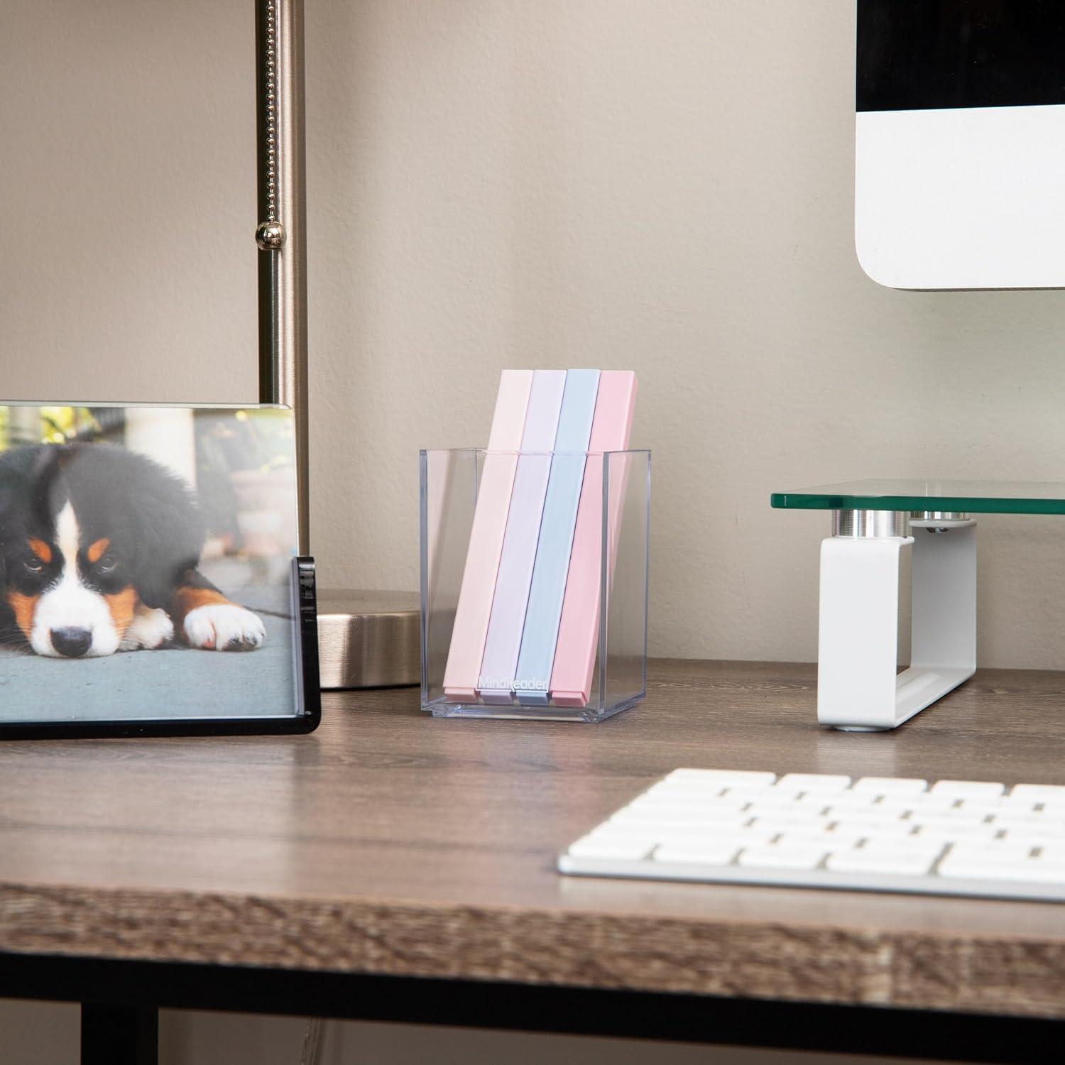 imageMind Reader 3Piece Desk Organizer Set Pen Holder Photo Frame and Sticky Note Tray Desktop Organization Office Acrylic ClearClear