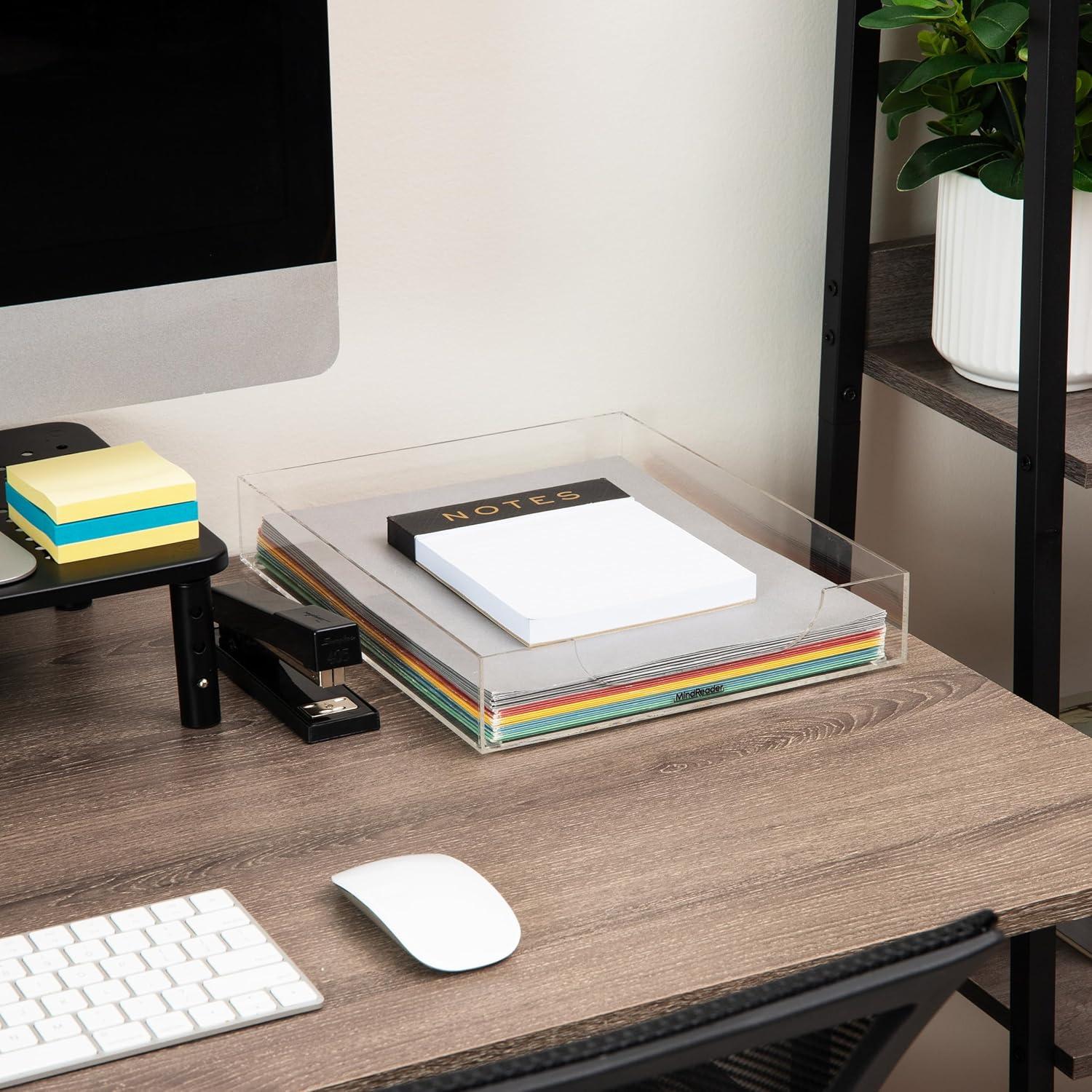 imageMind Reader 3Piece Desk Organizer Set Pen Holder Photo Frame and Sticky Note Tray Desktop Organization Office Acrylic ClearClear