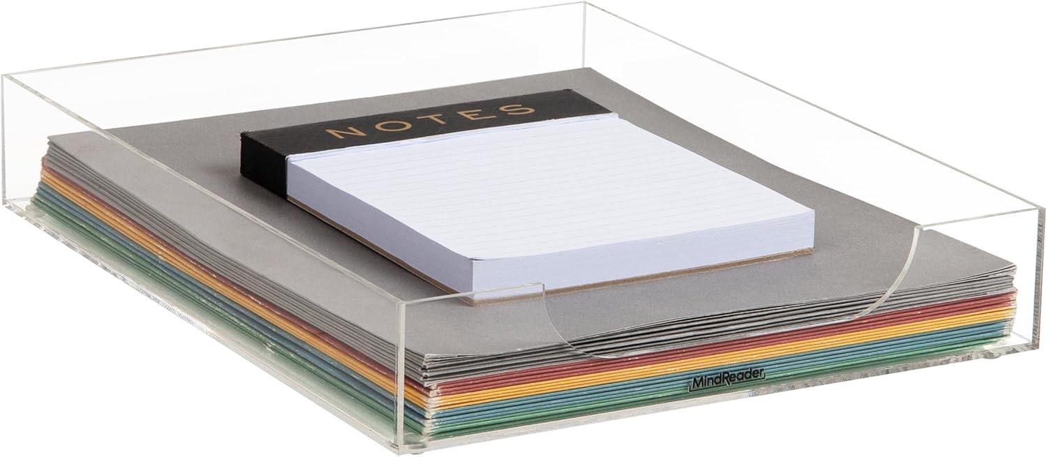 imageMind Reader 3Piece Desk Organizer Set Pen Holder Photo Frame and Sticky Note Tray Desktop Organization Office Acrylic ClearClear