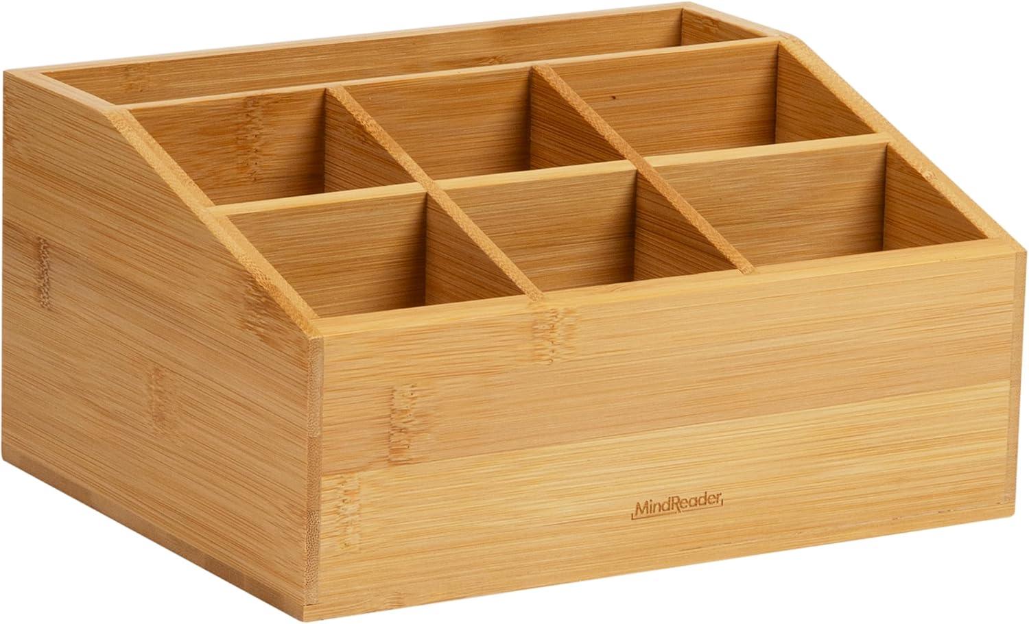 imageMind Reader 3Tier Mail Sorter Desktop Organizer Mail Organizer Modern Office Bamboo 675L x 4W x 425H Brown7compartment Organizer