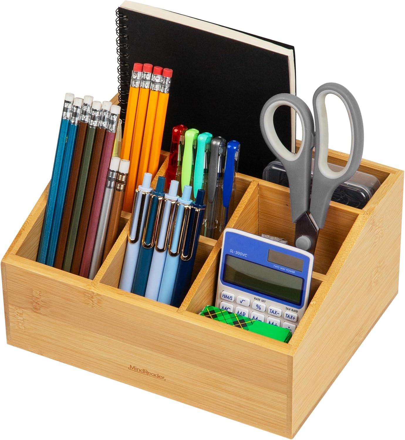 imageMind Reader 3Tier Mail Sorter Desktop Organizer Mail Organizer Modern Office Bamboo 675L x 4W x 425H Brown7compartment Organizer