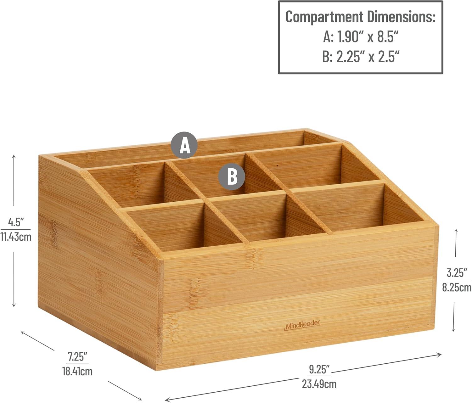imageMind Reader 3Tier Mail Sorter Desktop Organizer Mail Organizer Modern Office Bamboo 675L x 4W x 425H Brown7compartment Organizer