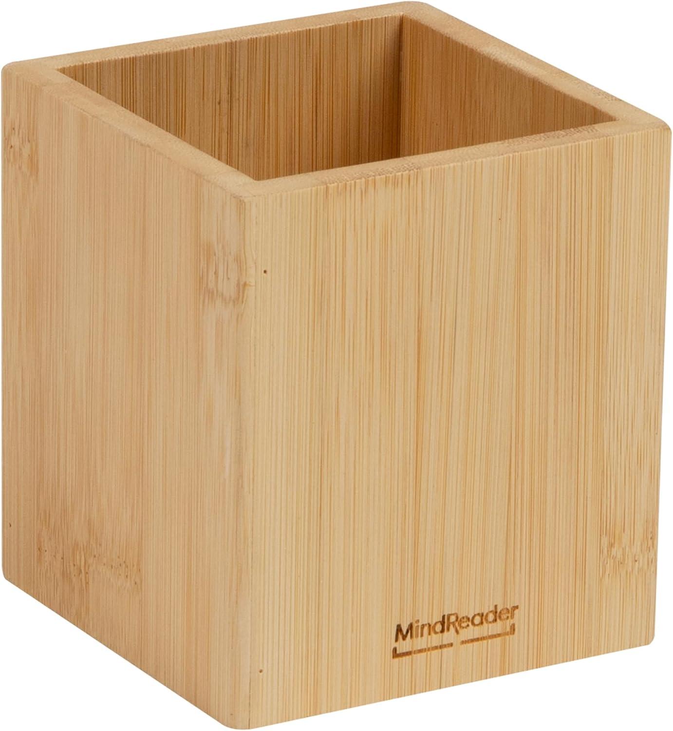 imageMind Reader 3Tier Mail Sorter Desktop Organizer Mail Organizer Modern Office Bamboo 675L x 4W x 425H BrownPen Cup