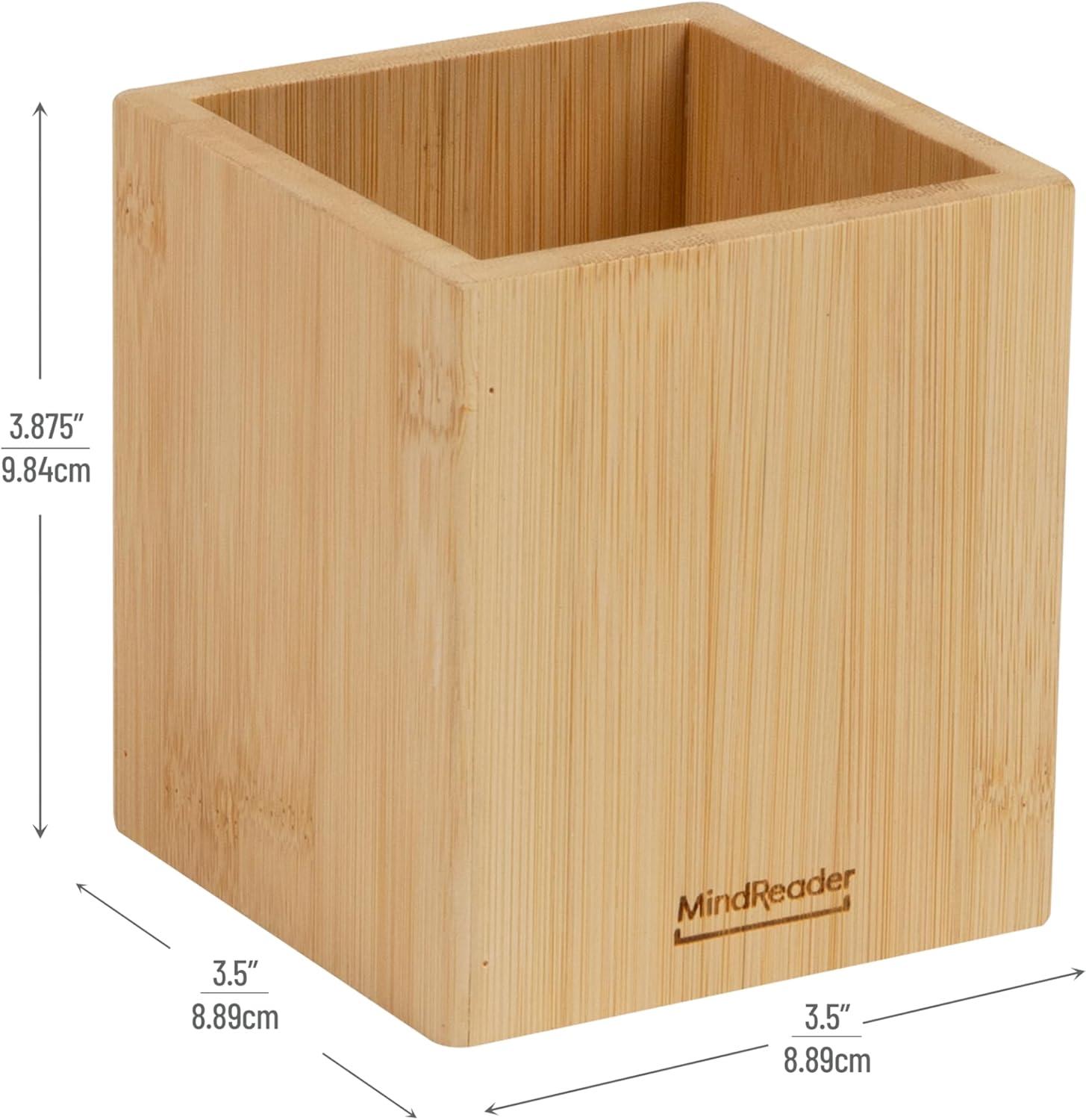 imageMind Reader 3Tier Mail Sorter Desktop Organizer Mail Organizer Modern Office Bamboo 675L x 4W x 425H BrownPen Cup