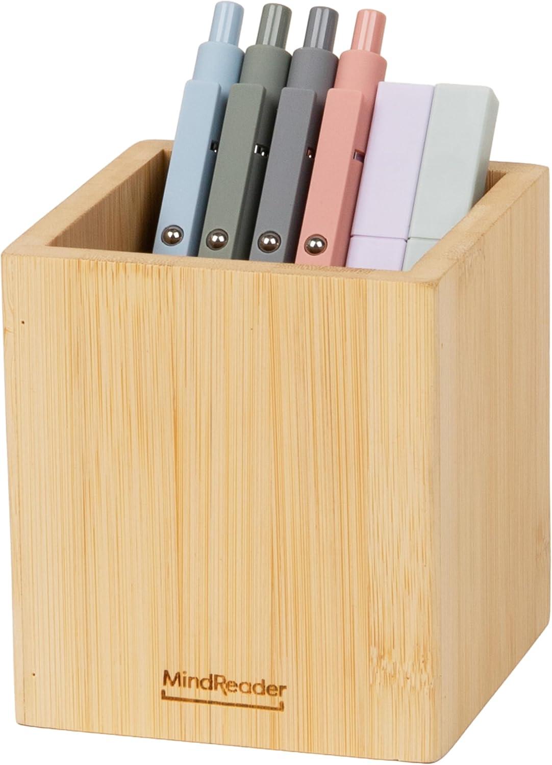 imageMind Reader 3Tier Mail Sorter Desktop Organizer Mail Organizer Modern Office Bamboo 675L x 4W x 425H BrownPen Cup