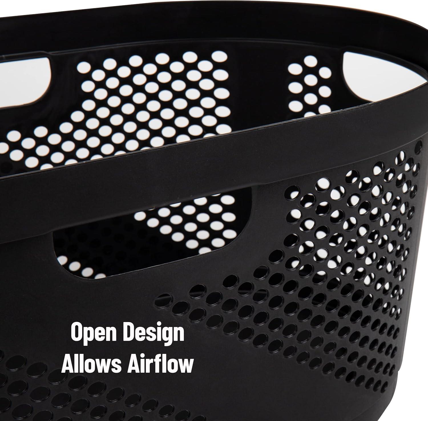 imageMind Reader 40L Laundry Basket Clothes Hamper Premium Wicker Design Plastic 23L x 145W x 105H Black