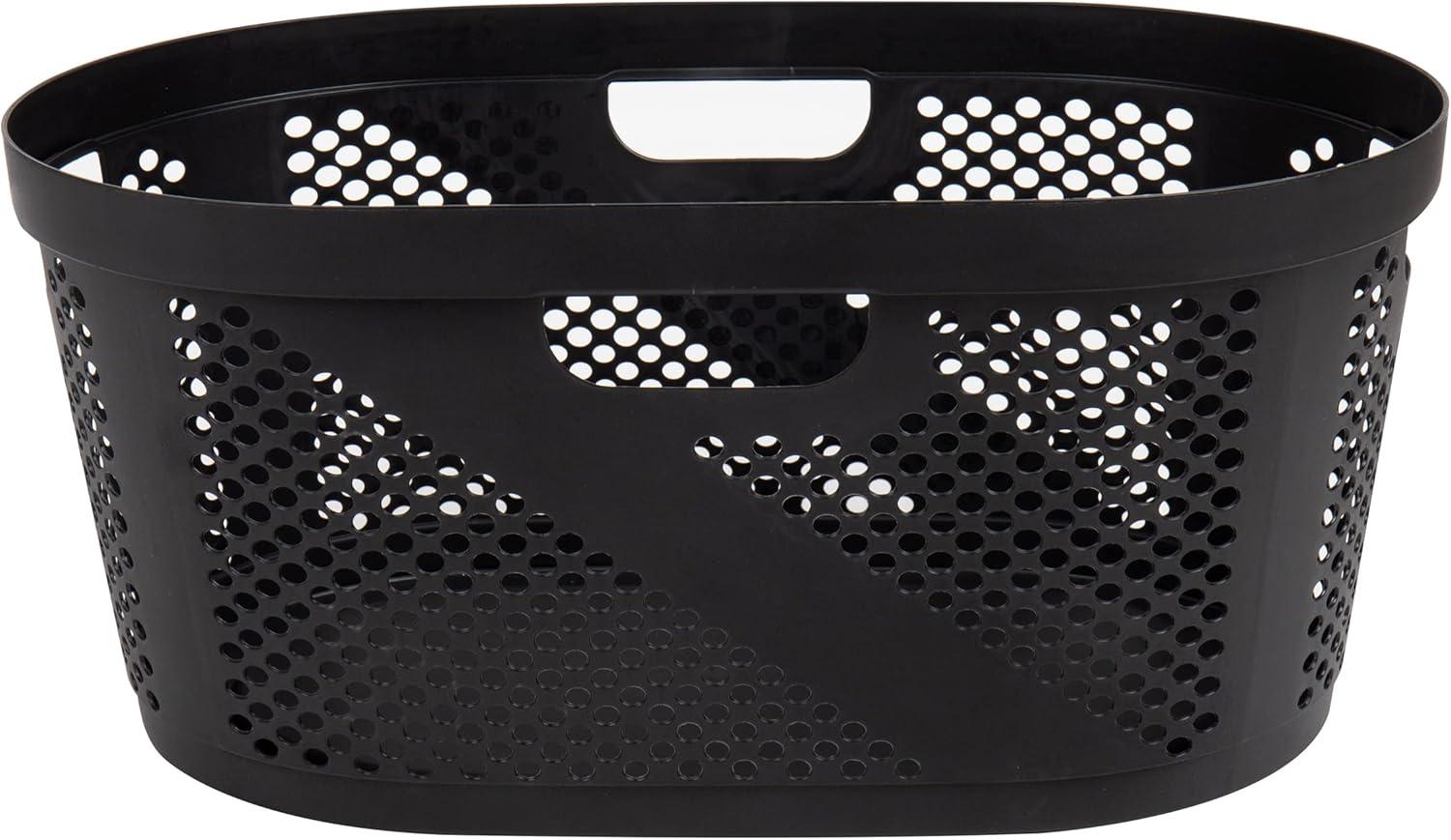 imageMind Reader 40L Laundry Basket Clothes Hamper Premium Wicker Design Plastic 23L x 145W x 105H Black
