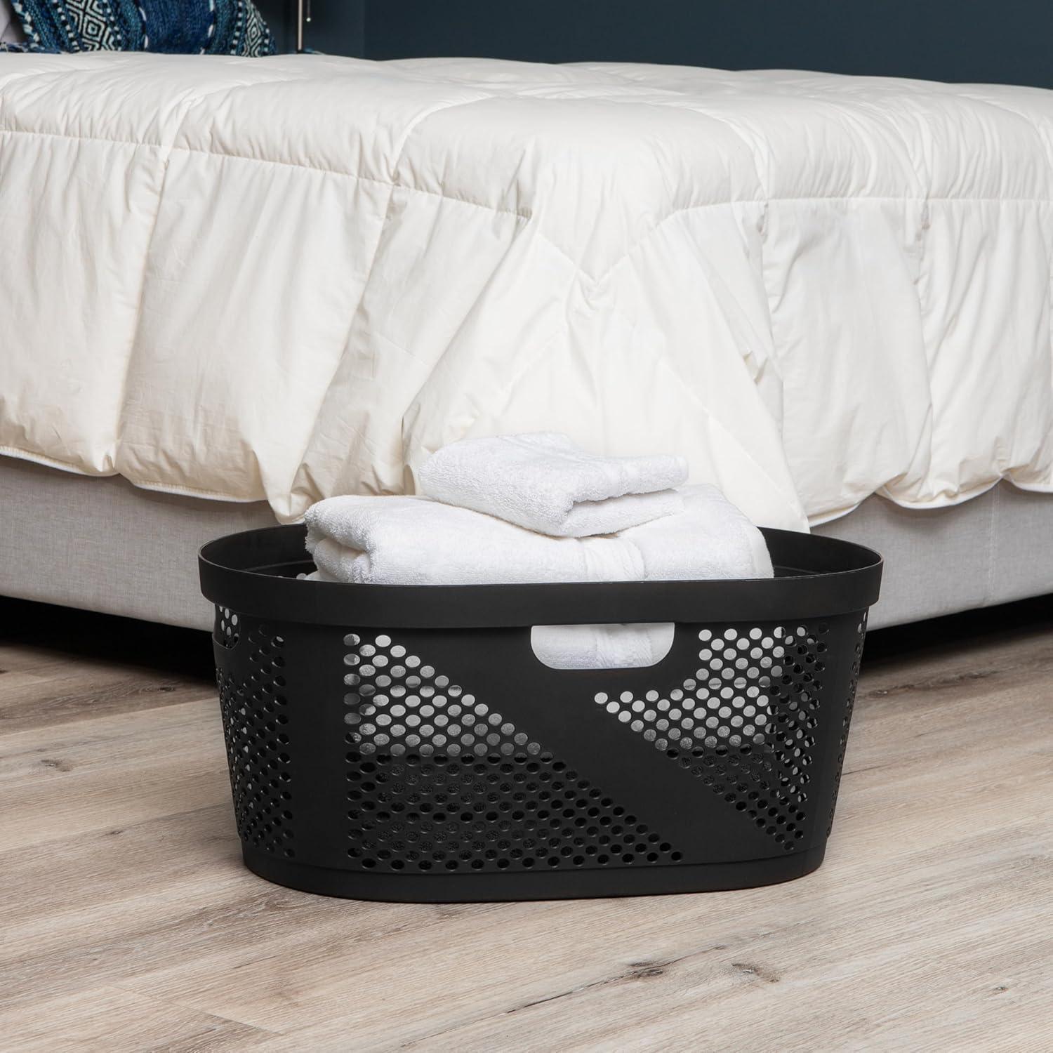 imageMind Reader 40L Laundry Basket Clothes Hamper Premium Wicker Design Plastic 23L x 145W x 105H Black