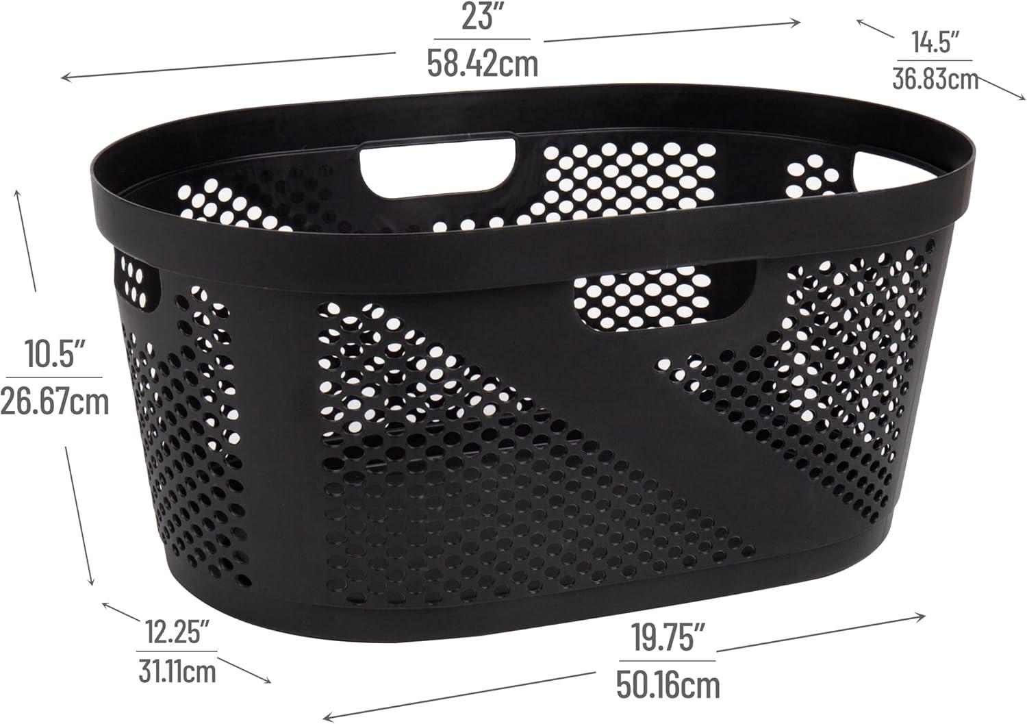 imageMind Reader 40L Laundry Basket Clothes Hamper Premium Wicker Design Plastic 23L x 145W x 105H Black