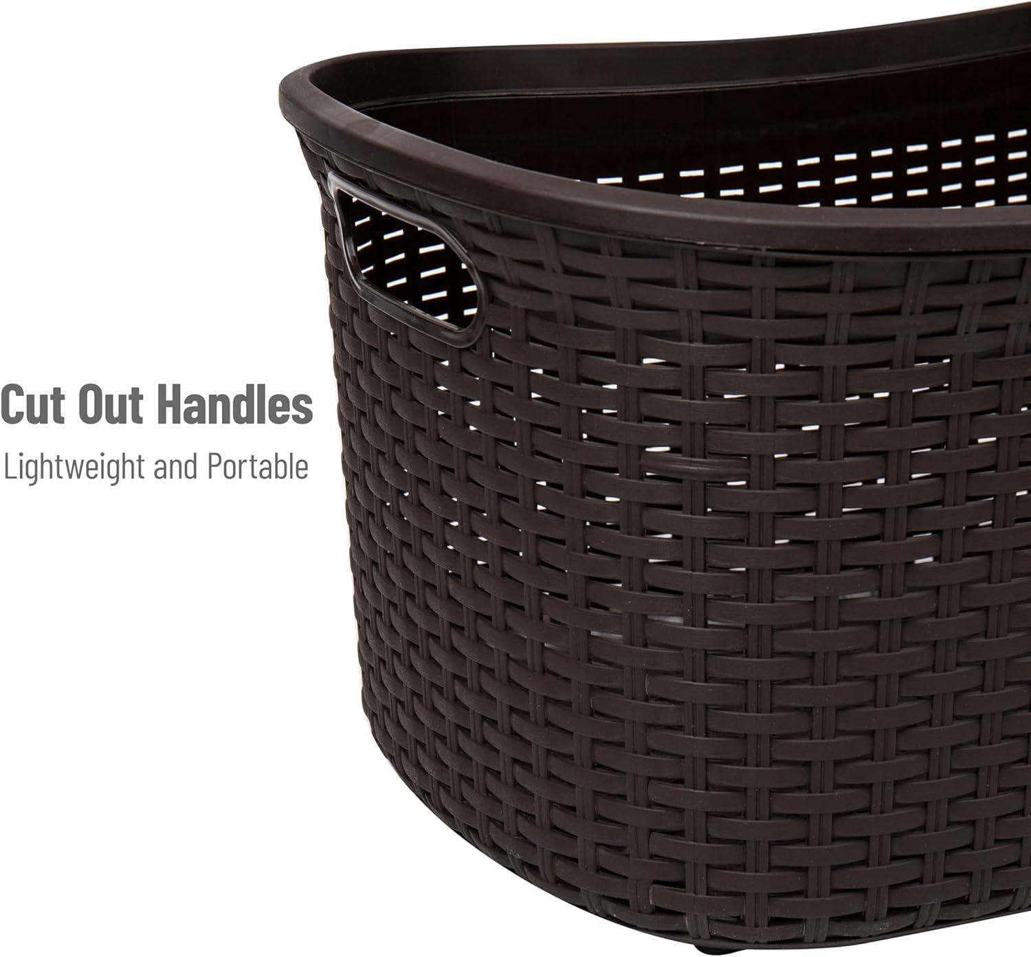 imageMind Reader 40L Laundry Basket Clothes Hamper Wicker Design Plastic 23L x 145W x 11H Brown