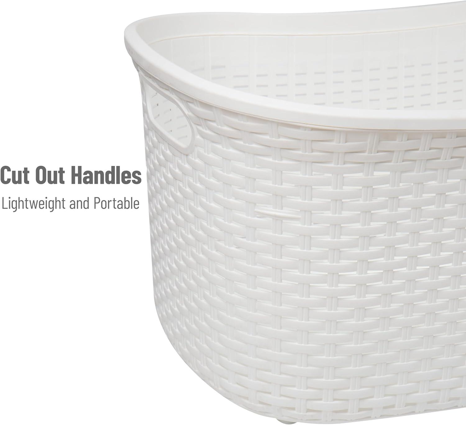 imageMind Reader 40L Laundry Basket Clothes Hamper Wicker Design Plastic 23L x 145W x 11H Ivory Single