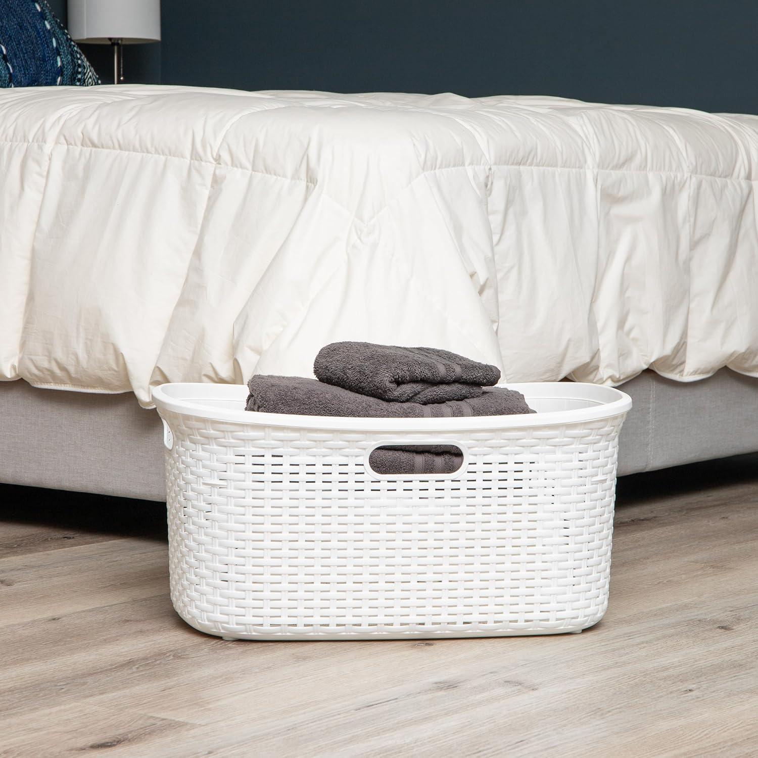 imageMind Reader 40L Laundry Basket Clothes Hamper Wicker Design Plastic 23L x 145W x 11H Ivory Single