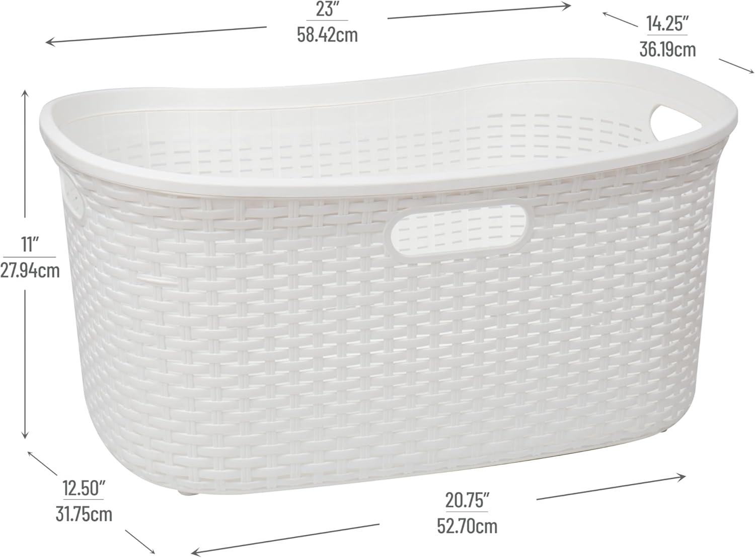 imageMind Reader 40L Laundry Basket Clothes Hamper Wicker Design Plastic 23L x 145W x 11H Ivory Single