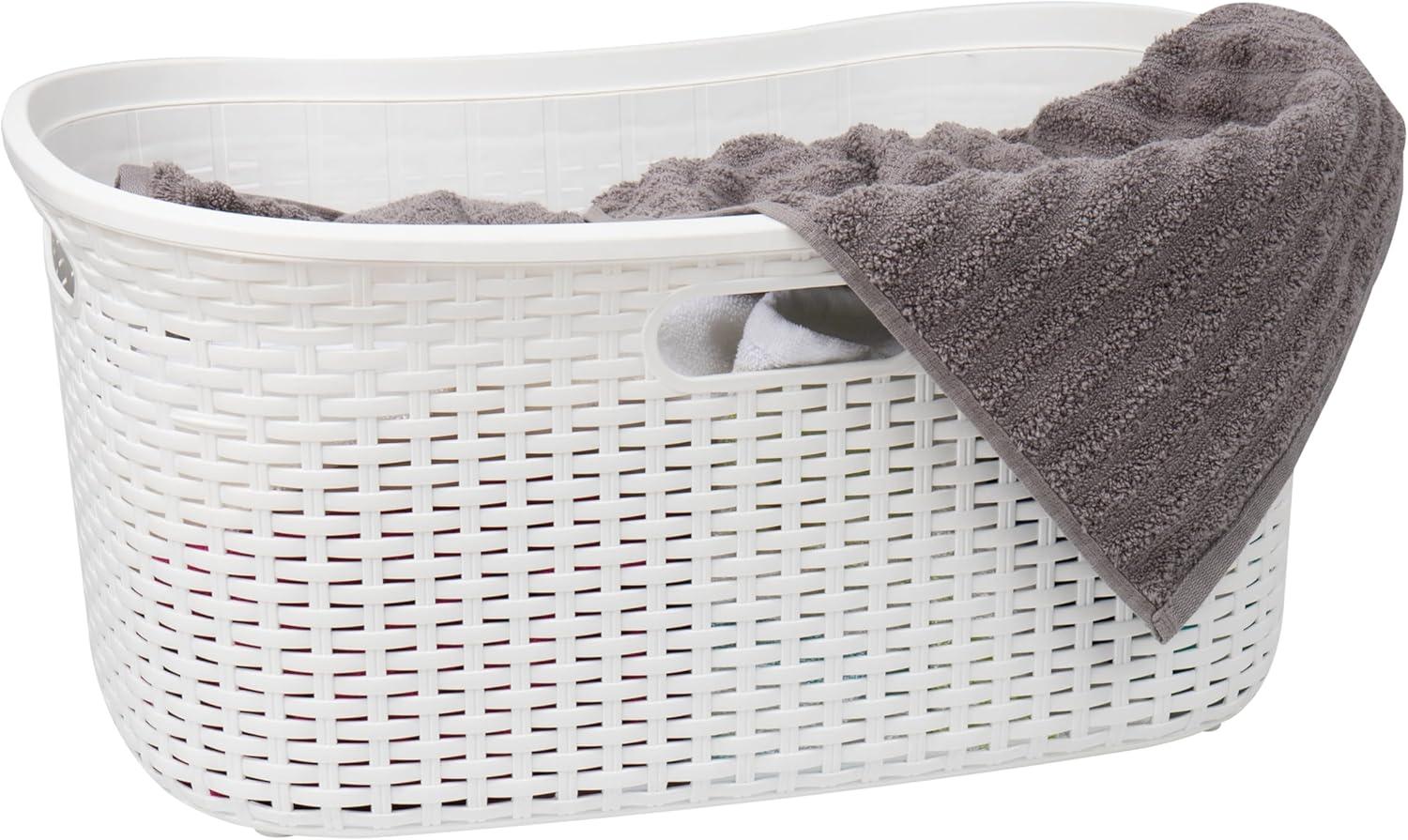 imageMind Reader 40L Laundry Basket Clothes Hamper Wicker Design Plastic 23L x 145W x 11H Ivory Single