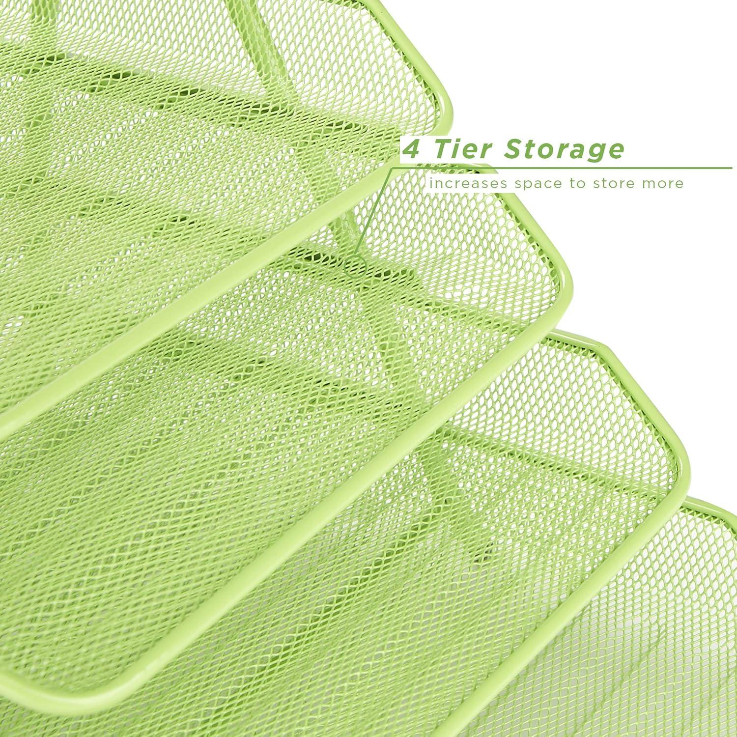 imageMind Reader 4Tier Paper Tray Desktop Organizer File Storage Workspace Office Metal Mesh 1175 L x 1375 W x 125 H PinkGreen