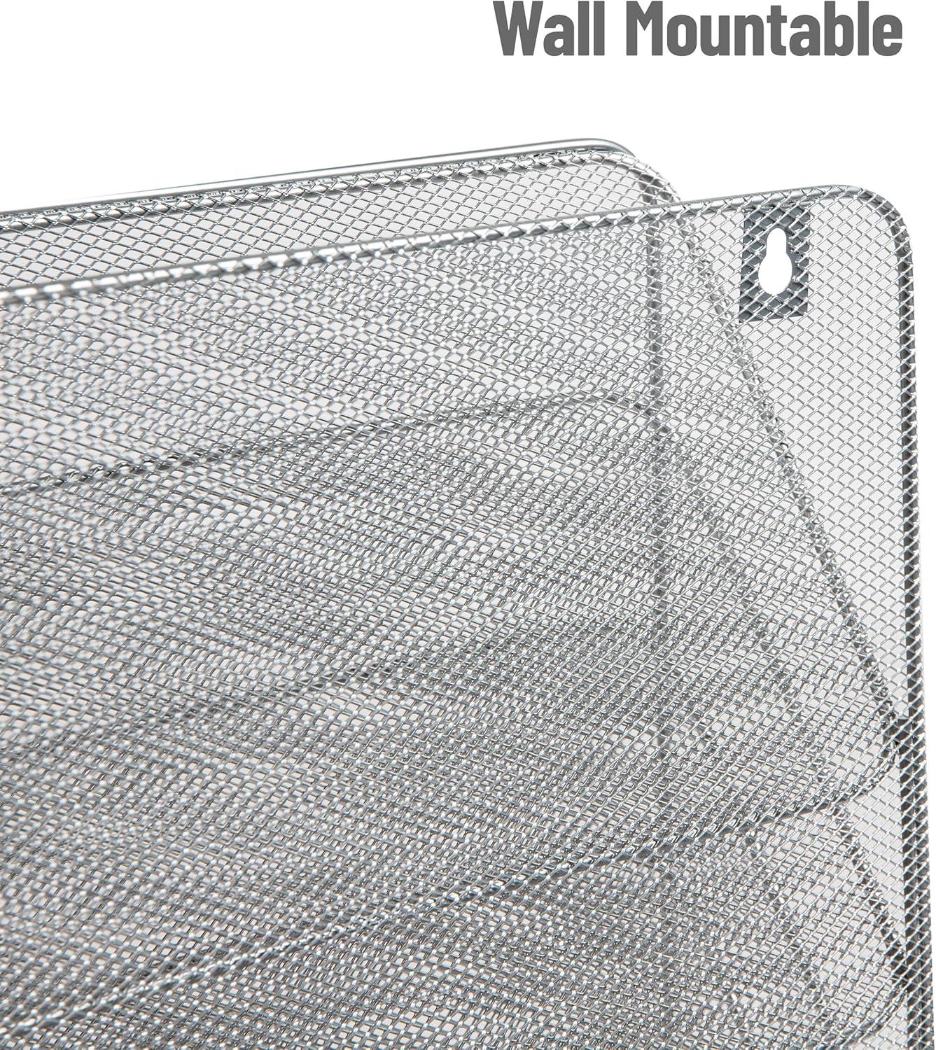 imageMind Reader 4Tier Vertical File Storage Desktop Organizer Wall Mount Office Metal Mesh 125L x 4W x 165H SilverSilver