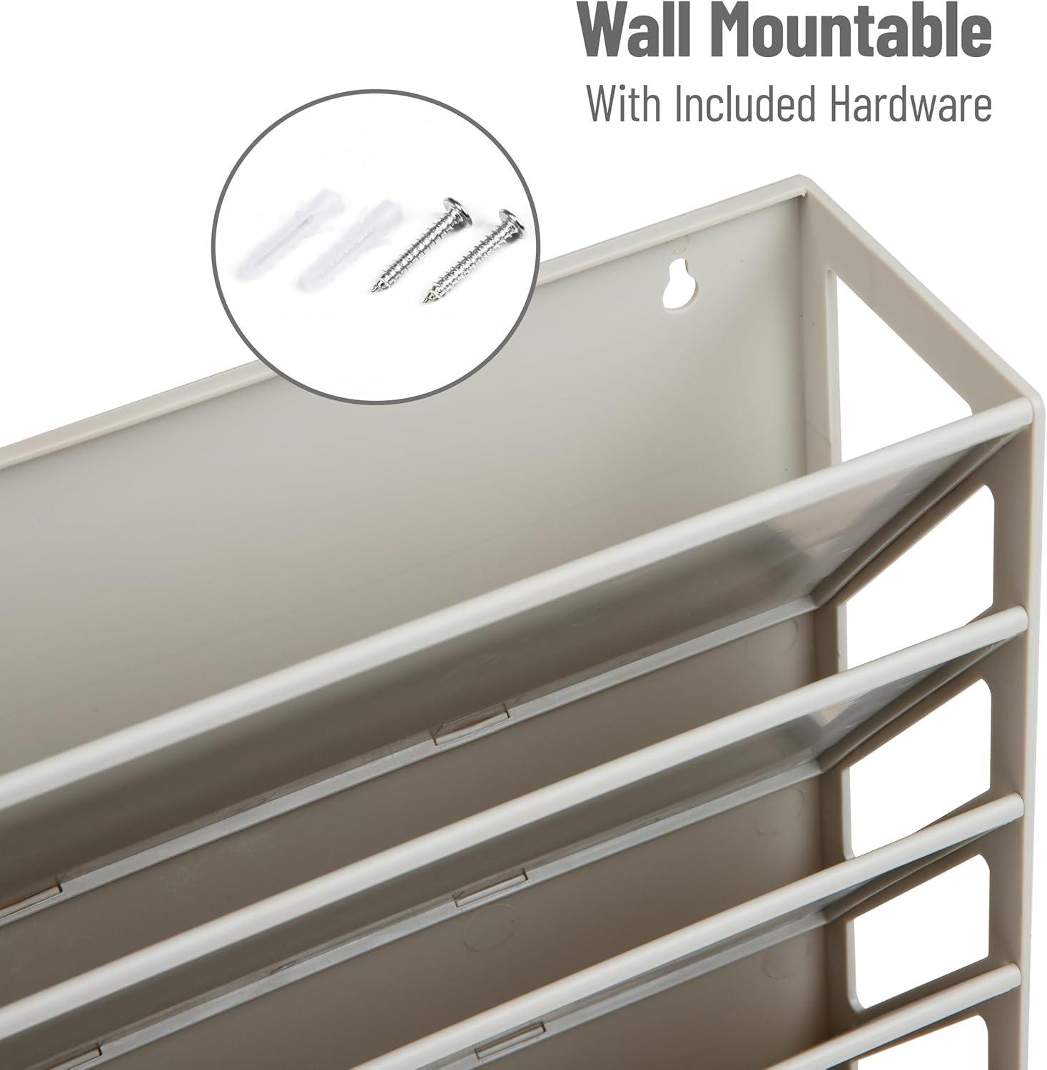 imageMind Reader 5Tier Vertical File Storage Desktop Organizer Wall Mount Office Plastic 13L x 425W x 16H GrayBeige