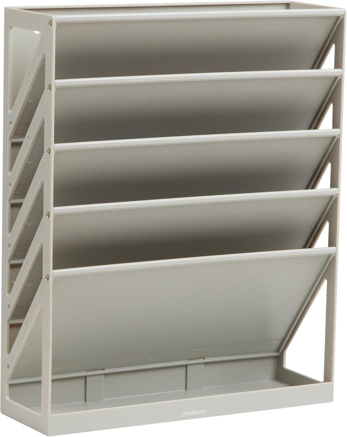 imageMind Reader 5Tier Vertical File Storage Desktop Organizer Wall Mount Office Plastic 13L x 425W x 16H GrayBeige