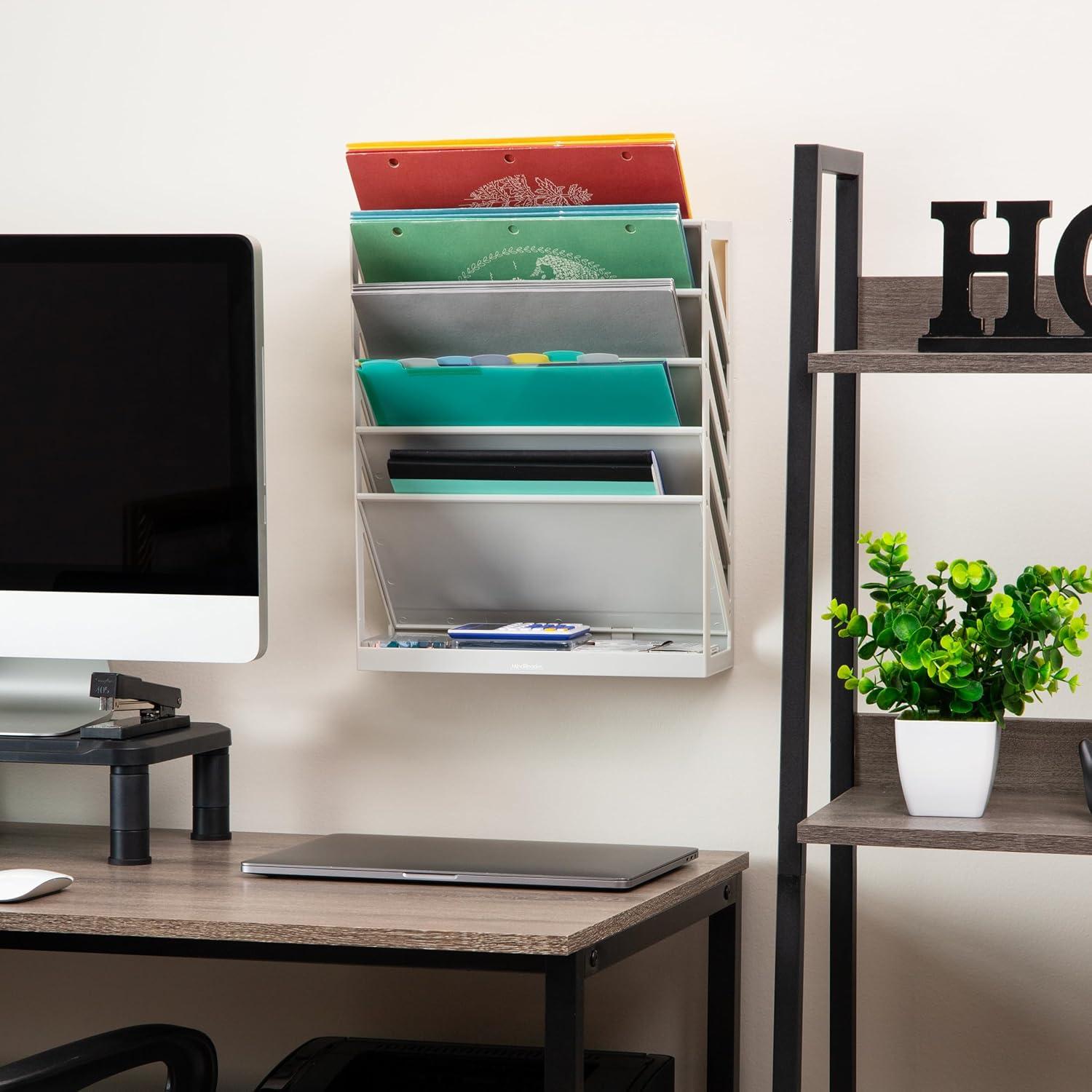 imageMind Reader 5Tier Vertical File Storage Desktop Organizer Wall Mount Office Plastic 13L x 425W x 16H GrayBeige