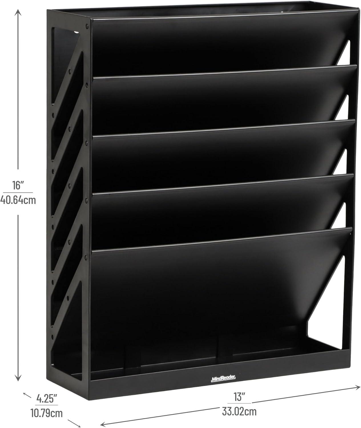 imageMind Reader 5Tier Vertical File Storage Desktop Organizer Wall Mount Office Plastic 13L x 425W x 16H GrayBlack