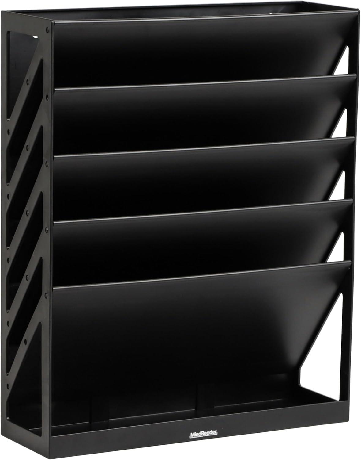 imageMind Reader 5Tier Vertical File Storage Desktop Organizer Wall Mount Office Plastic 13L x 425W x 16H GrayBlack