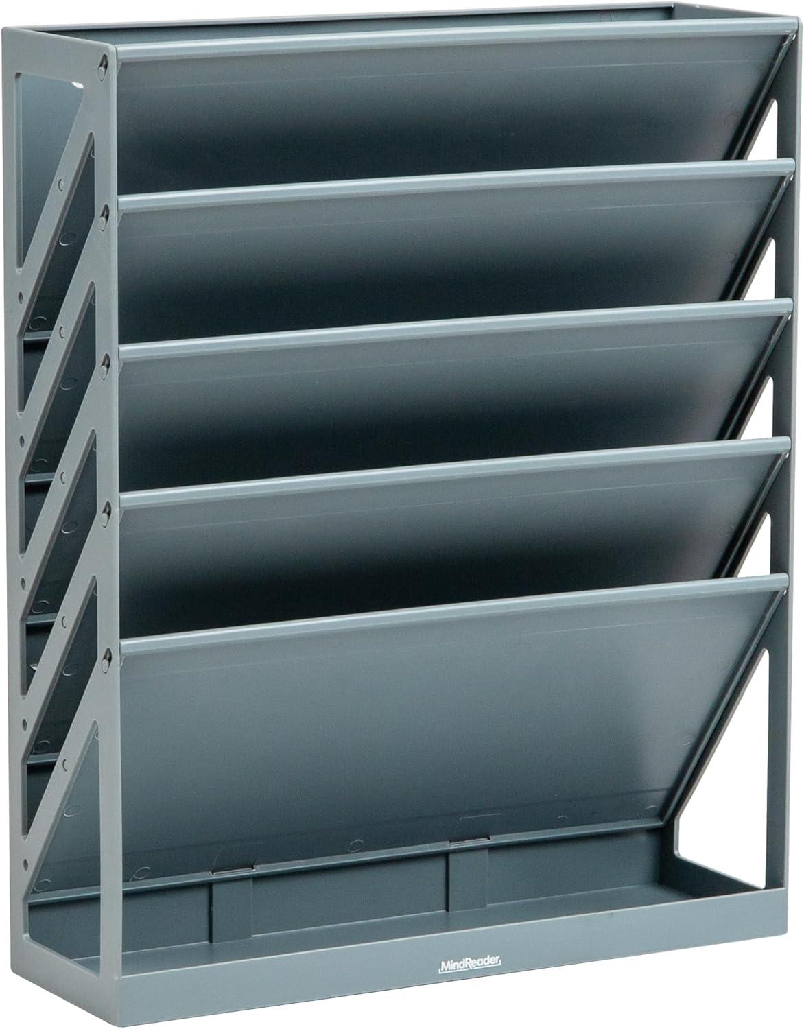 imageMind Reader 5Tier Vertical File Storage Desktop Organizer Wall Mount Office Plastic 13L x 425W x 16H GrayGray